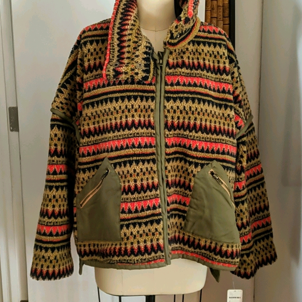 Printed fleece jacket
